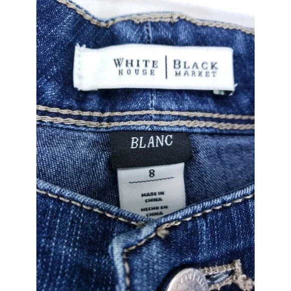 White House Black Market Womens Size 8 Straight Leg Denim Jeans Blue Mid-Rise - Picture 7 of 9